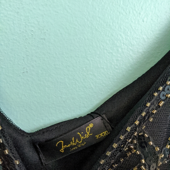 Jaos Wish Black Flapper Dress with Gold Sequins XXXL With Accessories - Picture 6 of 8